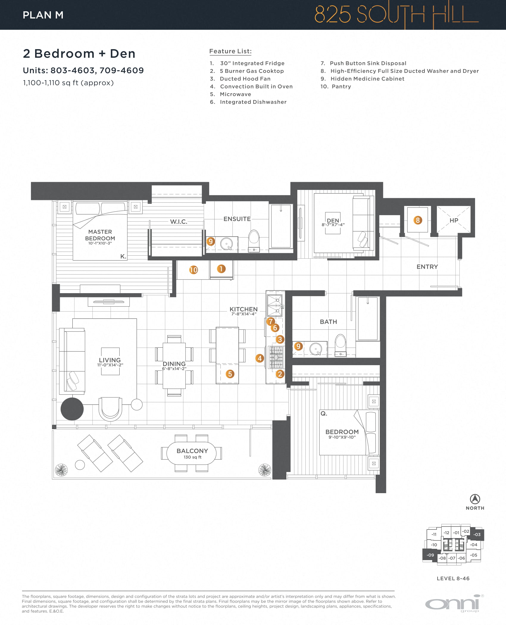 Floor plan for 2 beds, 2 baths, 1099 sqft